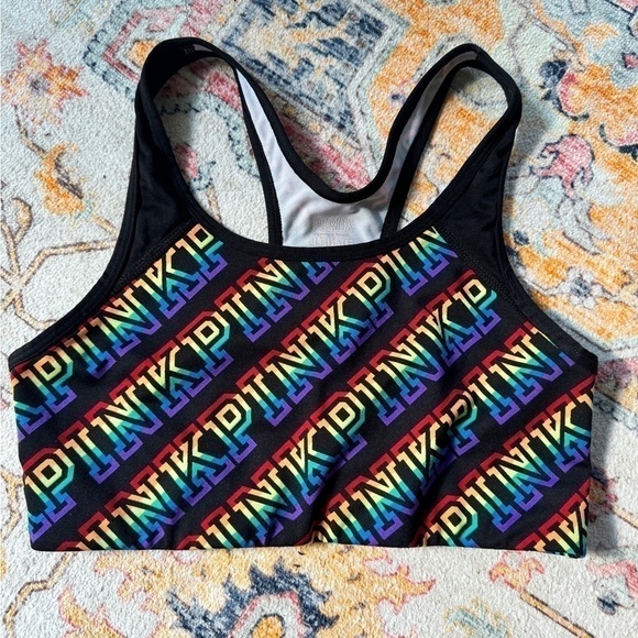 PINK Victoria's Secret Other - Victorias Secret PINK pride Neon Rainbow Ultimate Gym Fitness Sports Bra Medium